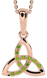 Peridot Rose Gold Silver Celtic Trinity Knot Necklace