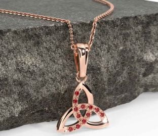 Ruby Rose Gold Silver Celtic Trinity Knot Necklace