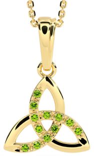 Peridot Gold Silver Celtic Trinity Knot Necklace