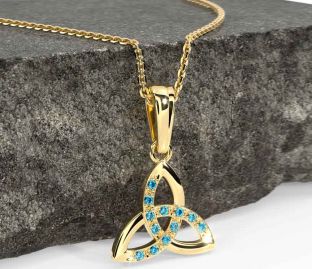 Topaz Gold Silver Celtic Trinity Knot Necklace