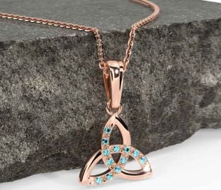 Aquamarine Rose Gold Celtic Trinity Knot Necklace