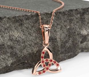 Ruby Rose Gold Celtic Trinity Knot Necklace