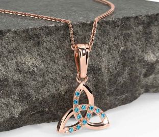 Topaz Rose Gold Celtic Trinity Knot Necklace