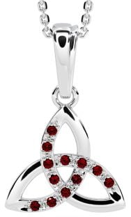 Garnet Silver Celtic Trinity Knot Necklace