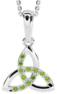 Peridot Silver Celtic Trinity Knot Necklace