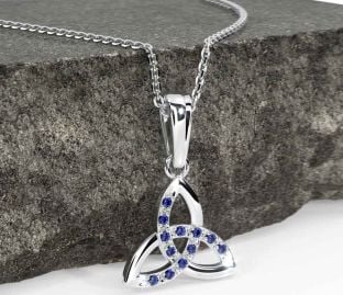 Sapphire Silver Celtic Trinity Knot Necklace