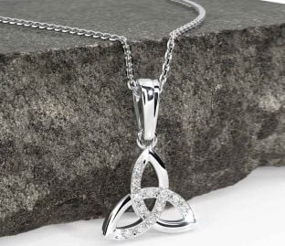 Diamond White Gold Celtic Trinity Knot Necklace