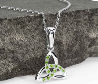 Peridot White Gold Celtic Trinity Knot Necklace