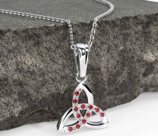 Ruby White Gold Celtic Trinity Knot Necklace