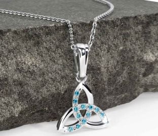 Topaz White Gold Celtic Trinity Knot Necklace