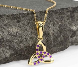Amethyst Gold Celtic Trinity Knot Necklace