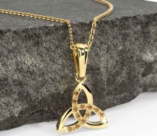 Citrine Gold Celtic Trinity Knot Necklace