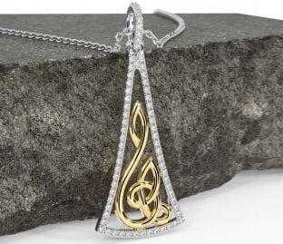 Diamond Gold Silver Celtic Necklace