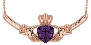 Alexandrite Rose Gold Silver Claddagh Necklace