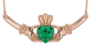 Smeraldo Rosa Oro Argento Claddagh Collana