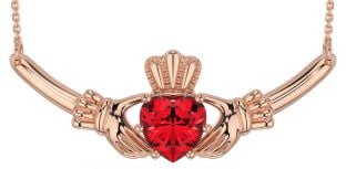 Ruby Rose Gold Silver Claddagh Necklace