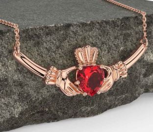 Ruby Rose Gold Silver Claddagh Necklace
