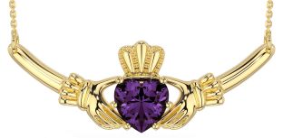 Alexandrite Gold Silver Claddagh Necklace