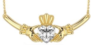 Diamond Gold Silver Claddagh Necklace