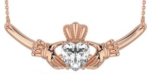 Diamond Rose Gold Claddagh Necklace