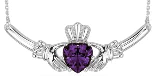 Alexandrite Silver Claddagh Necklace