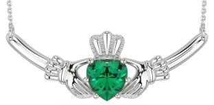 Smaragd Zilver Claddagh Halsketting