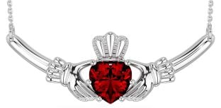 Granat Silver Claddagh Halsband