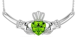 Peridot Silver Claddagh Necklace