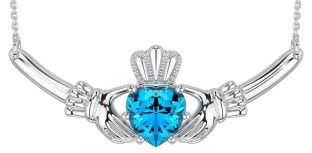 Topaz Silver Claddagh Necklace