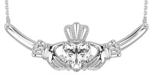 Diamond White Gold Claddagh Necklace