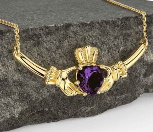 Alexandrite Gold Claddagh Necklace