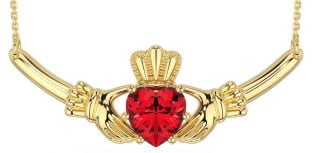 Ruby Gold Claddagh Necklace