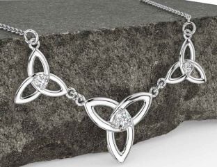 Diamond White Gold Celtic Trinity Knot Necklace