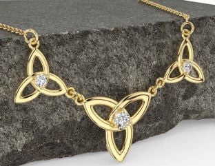 Diamond Gold Celtic Trinity Knot Necklace