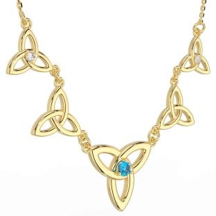 Diamond Topaz Gold Celtic Trinity Knot Necklace