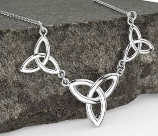 White Gold Celtic Trinity Knot Necklace