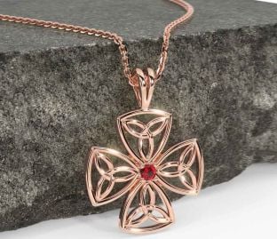 Ruby Rose Gold Silver Celtic Trinity Knot Necklace