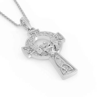 Diamante Argento Claddagh celtico Attraverso Collana