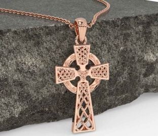Rose Gold Silver Celtic Cross Necklace