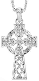 White Gold Celtic Cross Necklace