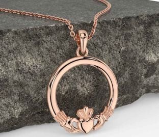 Rose Gold Silver Claddagh Necklace