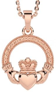 Rose Gold Celtic Claddagh Necklace