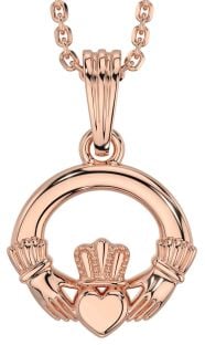 Rose Gold Silver Claddagh Necklace