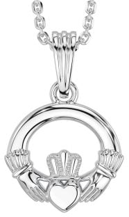 White Gold Claddagh Necklace