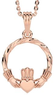 Rose Gold Silver Claddagh Necklace