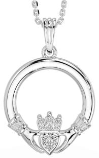 Diamante Prata Claddagh Colar