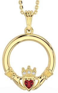 Diamant Rubin Gold Claddagh Halskette