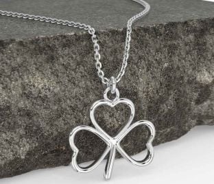 White Gold Shamrock Necklace