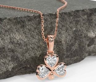 Diamond Rose Gold Silver Shamrock Necklace