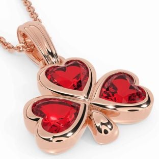 Ruby Rose Gold Silver Shamrock Necklace